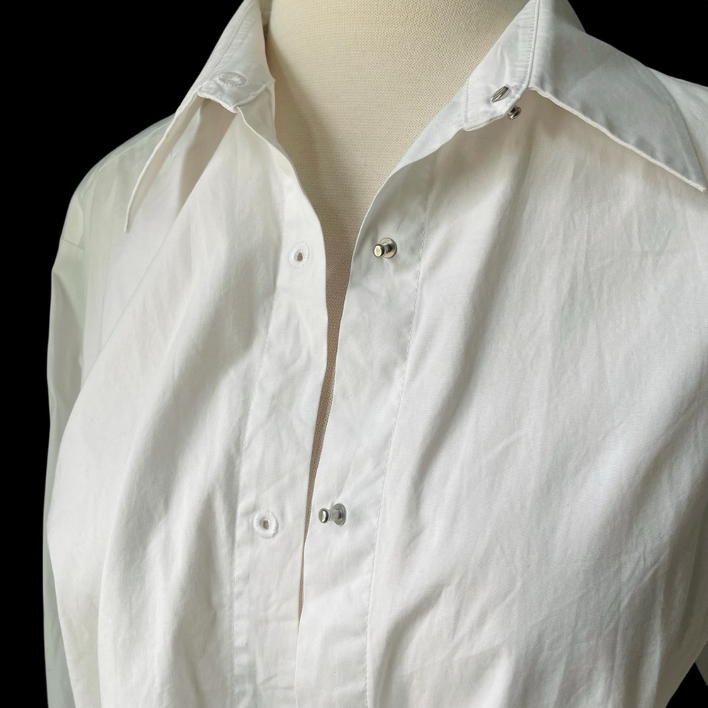 Misha Nonoo White Cotton Metal Stud Button-down Shirt Collared Blouse Sz M